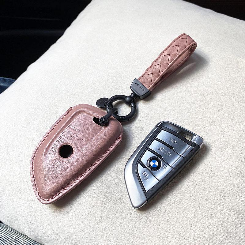 适用宝马系列刀锋钥匙套牛皮钥匙壳个性钥匙包汽车钥匙扣钥匙链环