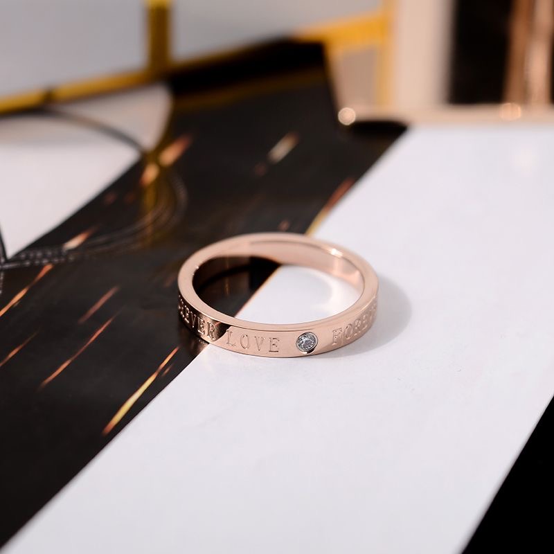 食指戒指女韩版学生简约个性社会网红情侣闺蜜男钛钢镀玫瑰金戒指
