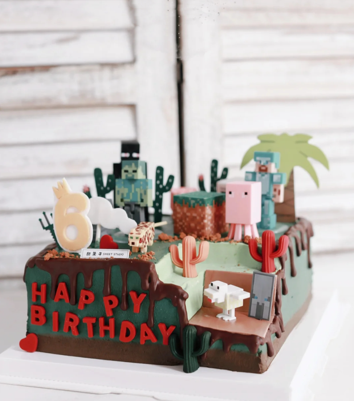 我的世界儿童生日蛋糕装饰积木方块人情景蛋糕摆件 布置用品公仔