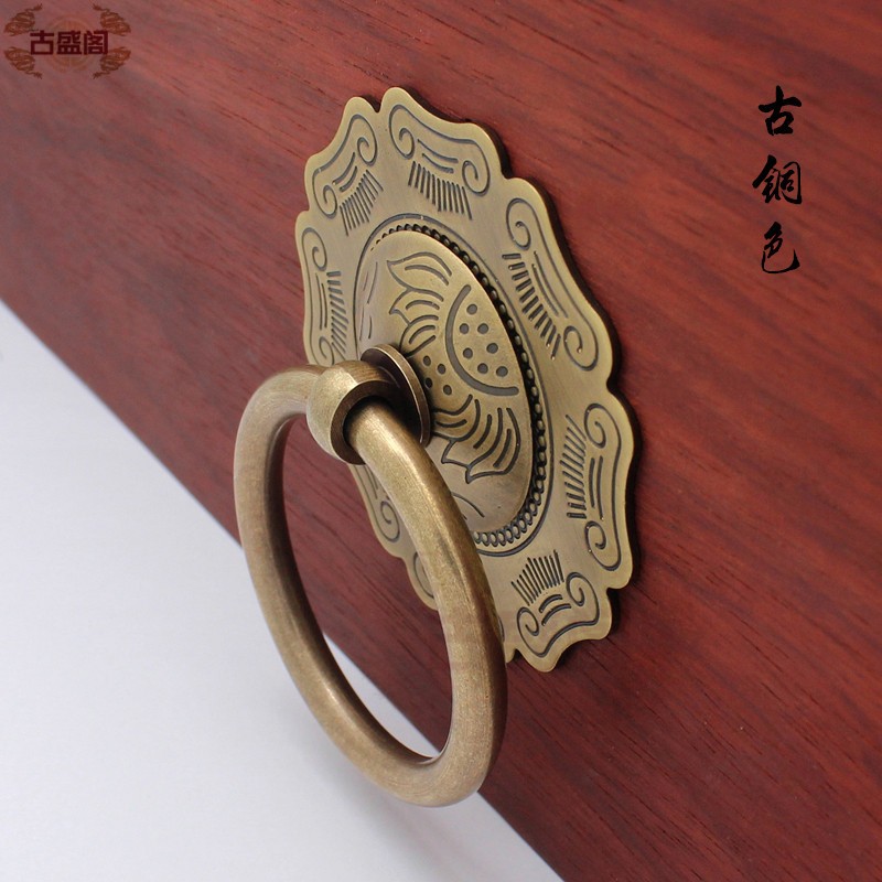 中式纯铜雕花门环拉手大门拉环八卦图铜环仿古拉手