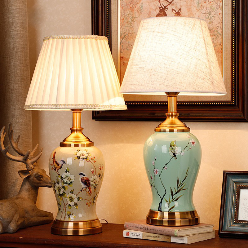 新中式陶瓷台灯家用卧室客厅书房装饰美式复古典温馨现代床头柜灯