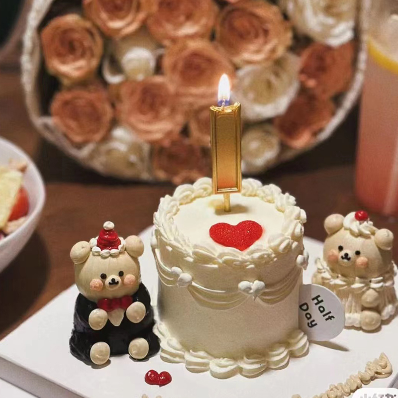 情侣周年纪念日蛋糕装饰网红婚纱小熊摆件订婚结婚告白蛋糕插件