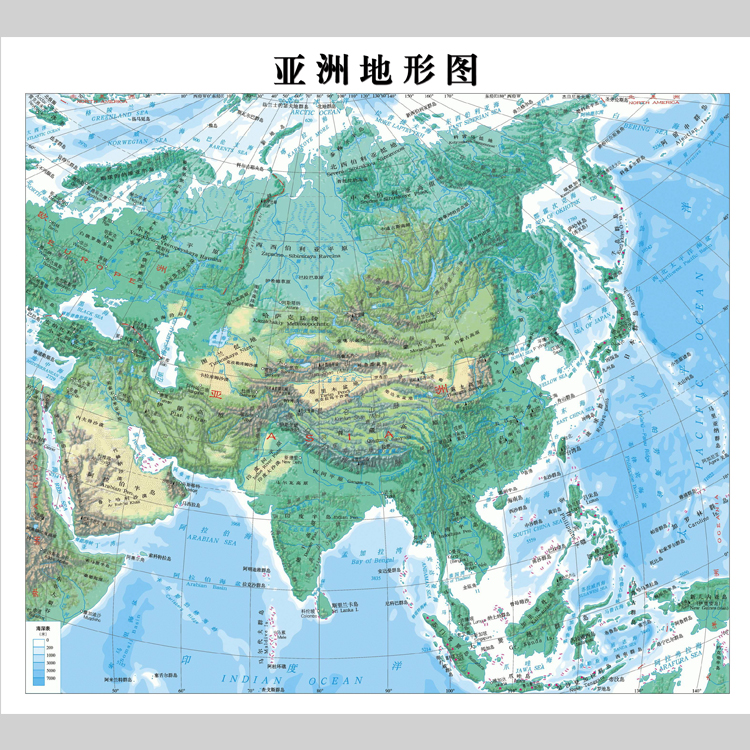 亚洲地势地形图地图电子版设计素材文件