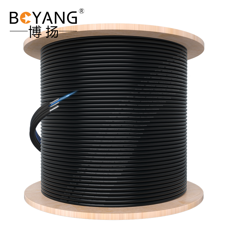博扬 GJYXCH-1B6蝶形皮线光纤光缆 室外自承式5.0单芯 500米黑色