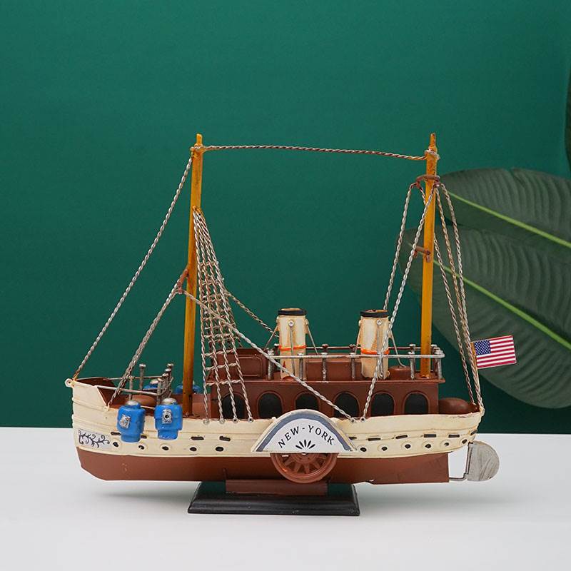厂家工业风复古船模型摆件仿古美式办公室桌面软装饰品工艺品摆设