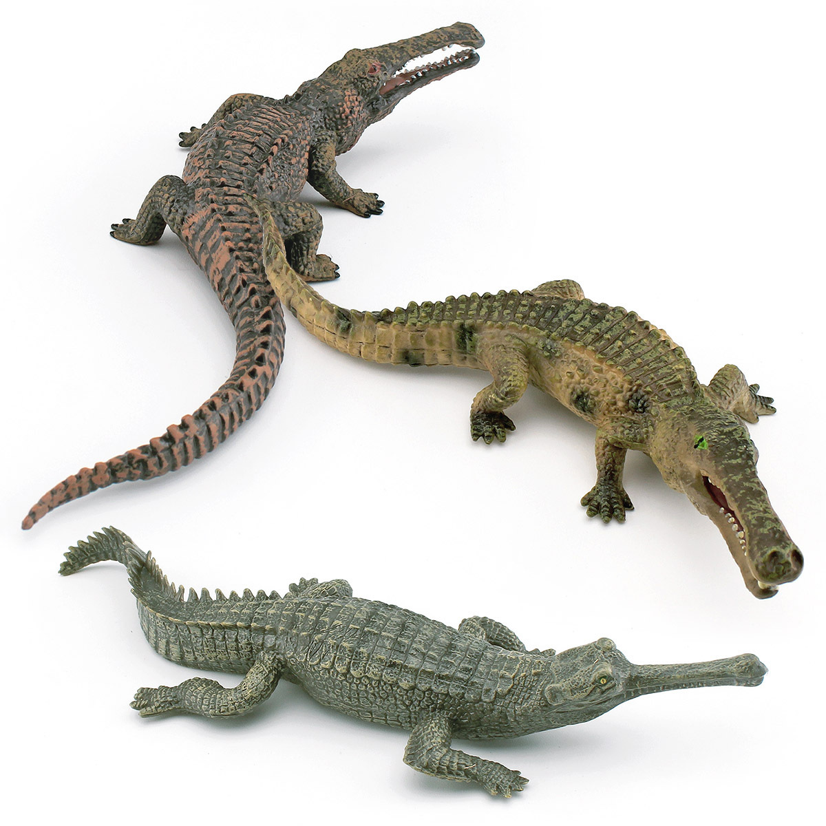 厂家直销 仿真两栖动物鳄鱼模型食鱼鳄帝王鳄长吻鳄桌面摆件玩具