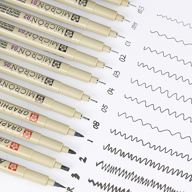 日本樱花针管笔套装防水漫画设计手绘草图笔绘图描图笔勾线针管笔