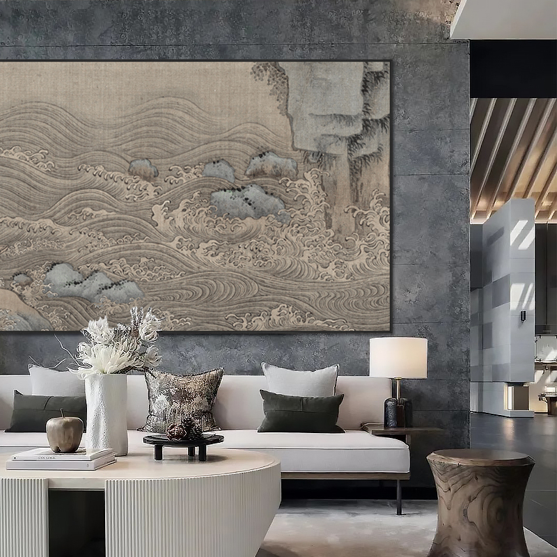 新中式大幅装饰画客厅沙发背景墙别墅茶室巨幅大尺寸旺宅山水挂画