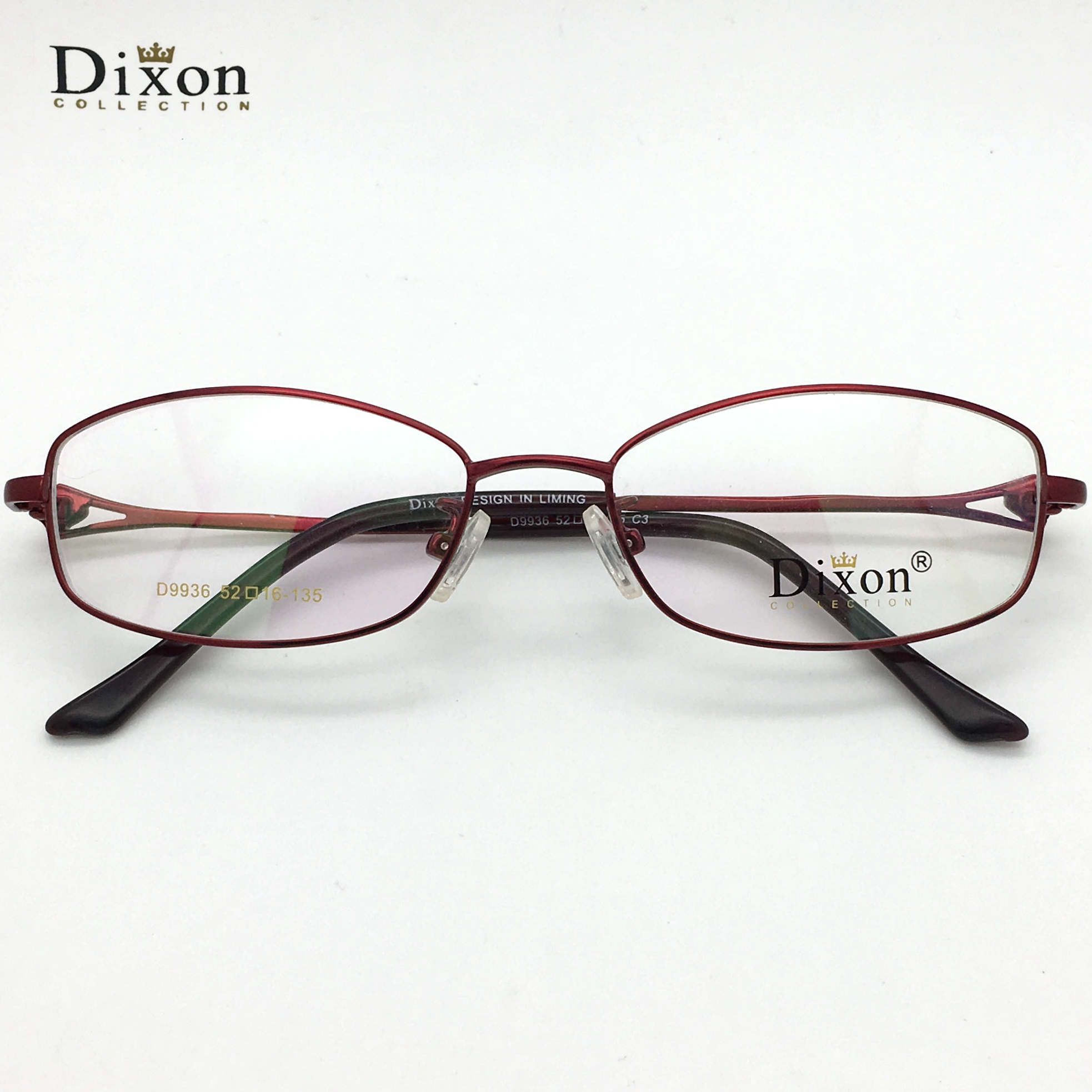 Dixon迪克逊眼镜时尚雕花女款酒红色全框眼镜架配近视防蓝光D9936