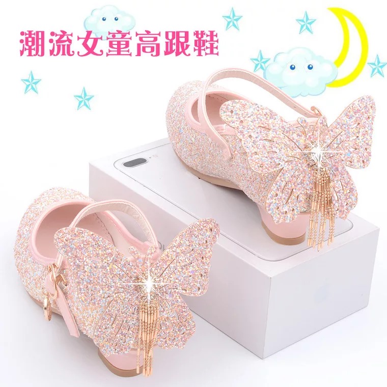 女童小皮鞋2023春秋季公主儿童小学生高跟鞋软底单鞋演出礼服鞋子
