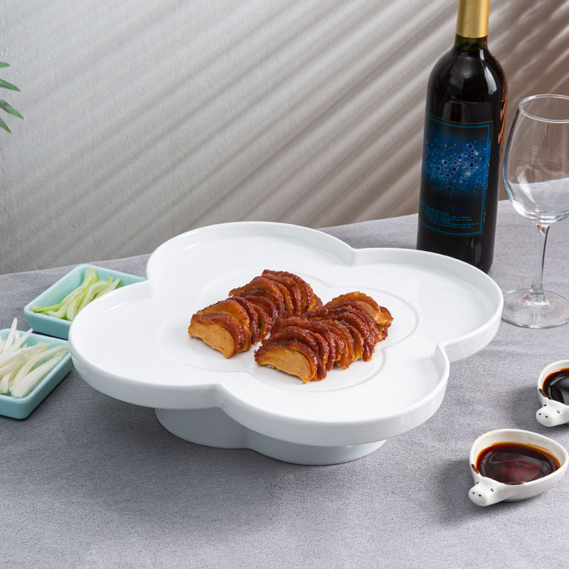 特色陶瓷保温加热烤鸭盘中式纯色平盘创意明档餐具烧腊烧鹅餐具