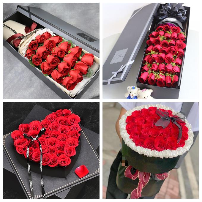 上海静安区天目西路北站江宁路同城鲜花店配送38节玫瑰给女友老婆