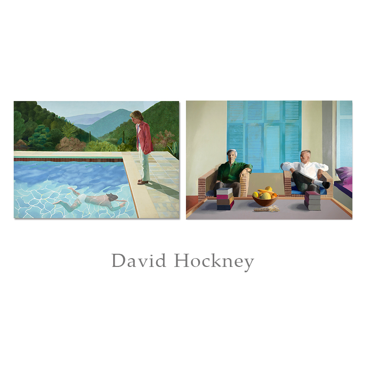 大卫霍克尼装饰画英国艺术家水花游泳池小众餐厅挂画客厅风景壁画