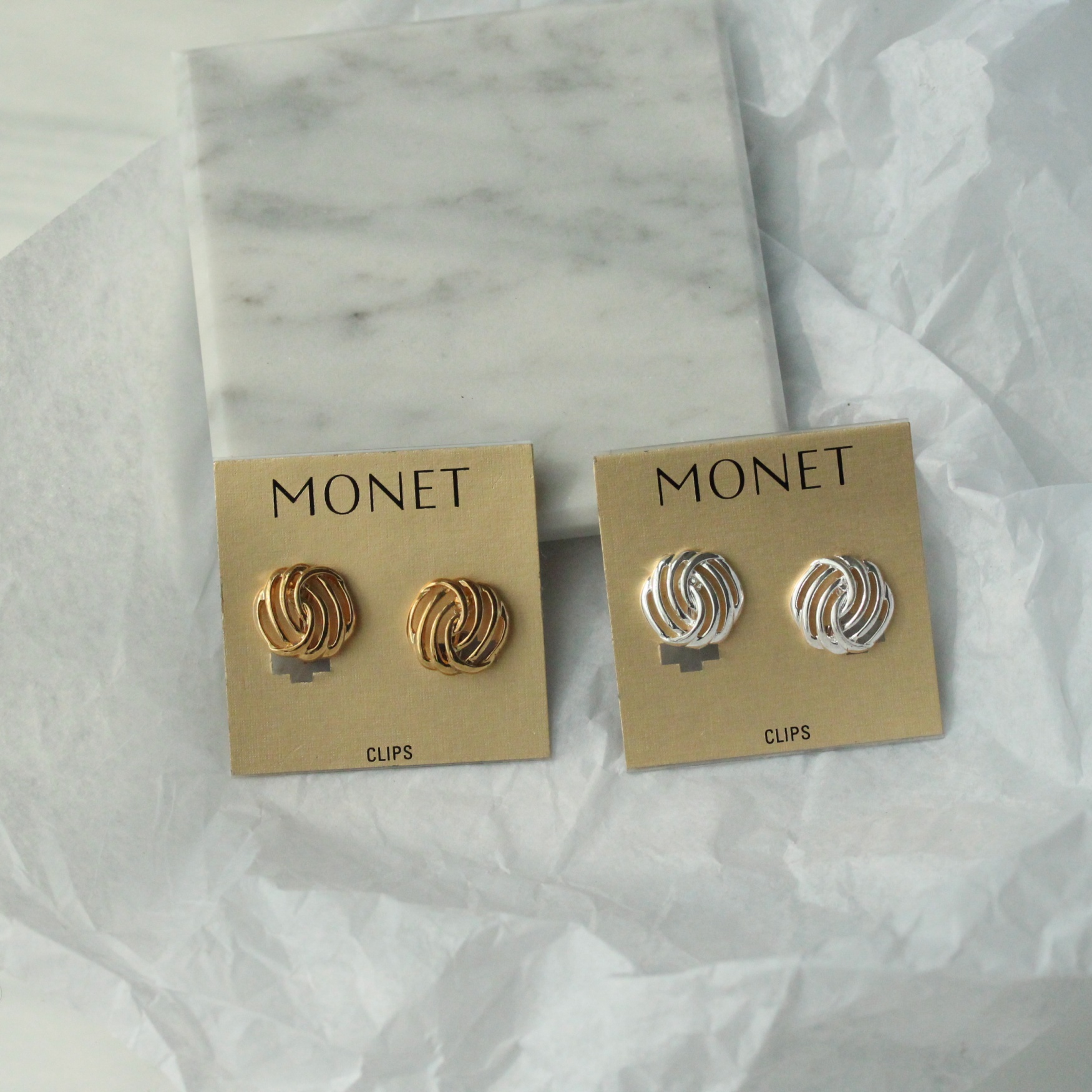 美式复古Monet金银双色简约个性设计百搭小耳夹