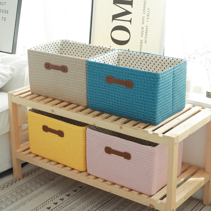 Folding Woven Basket for Clothes Storage, Closet Shelf with