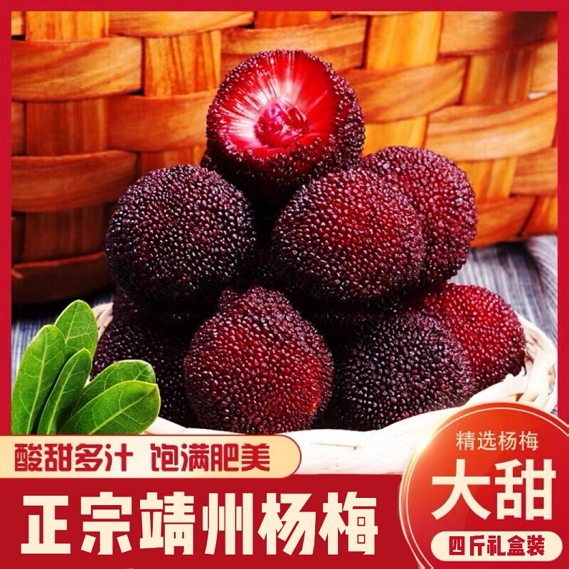 靖州杨梅2斤4斤礼盒装现摘现发品种乌梅鲜甜杨梅