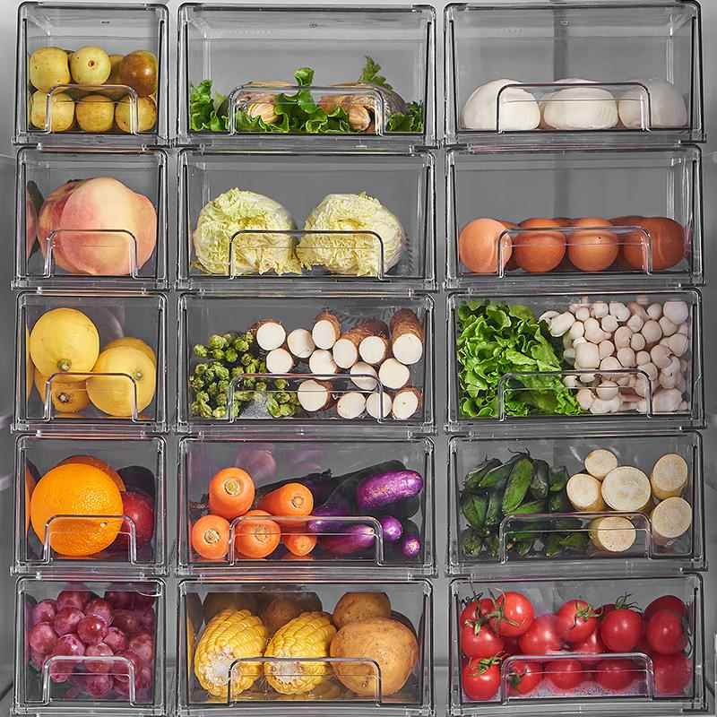 冰屉箱收纳盒抽式食物鲜盒鸡蛋饺子水果保食品级整理盒透明储物盒