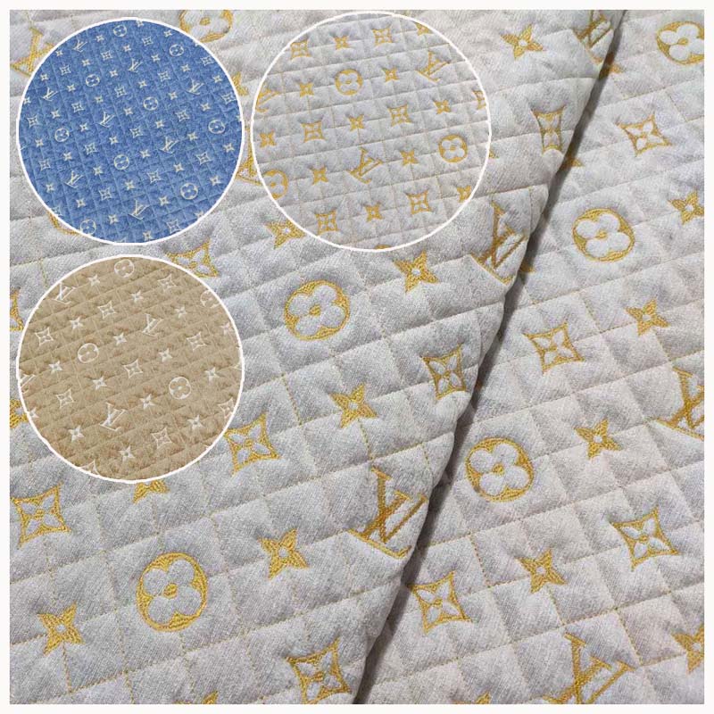 雪尼尔刺绣花绗棉防滑沙发布 半成品卷材夹棉绗绣沙发垫布料 包邮