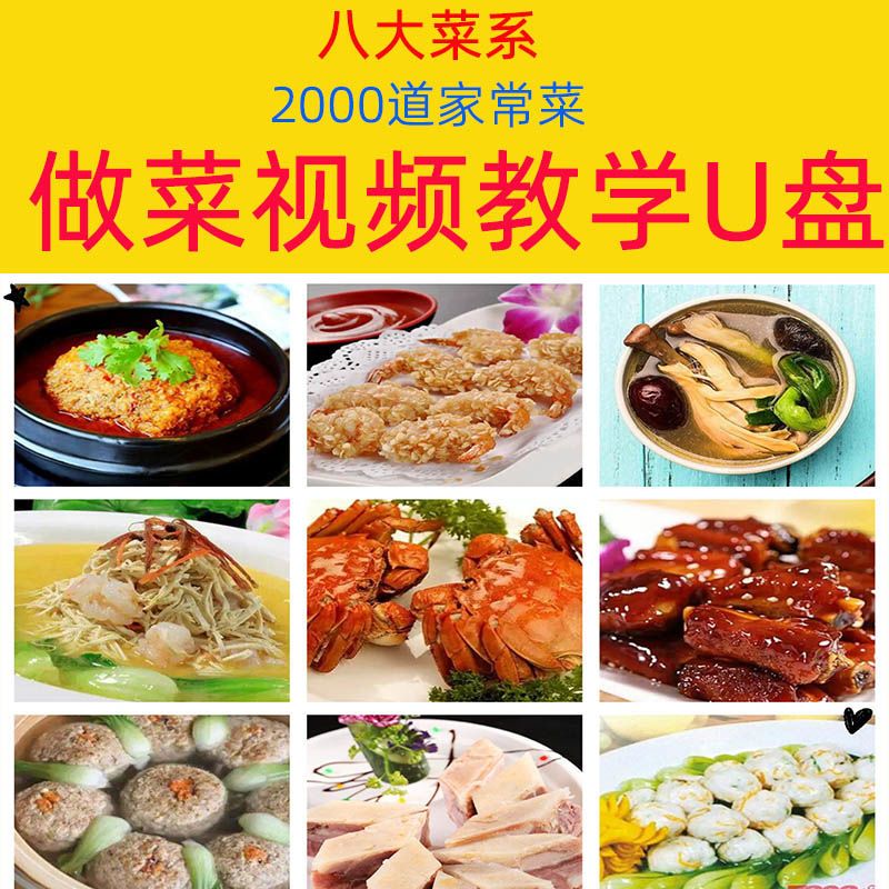 学做菜的高清视频教程大全中国八大菜系厨师学习美食名师教学U盘