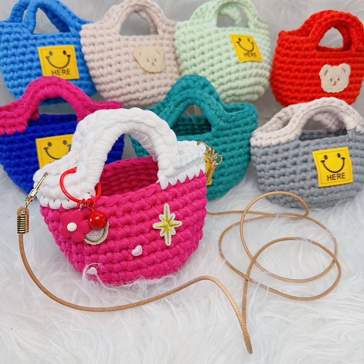 【心妈编织】mini潮挎包 手工毛线钩针教程成品材料包 挎包手提包