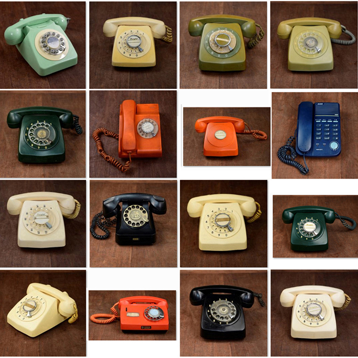 老式转盘电话机复古装饰道具古董老物件摆件彩色怀旧座机 仅摆设