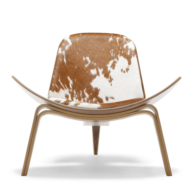 丹麦奶牛皮纹贝壳椅飞机椅设计师北欧创意咖啡厅休闲简约微笑椅