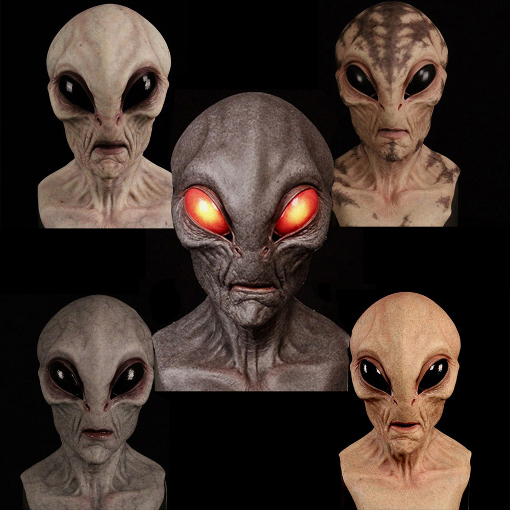 独立站万圣节外星人面具恐怖头套UFO道具定制搞怪成人面具COS派对
