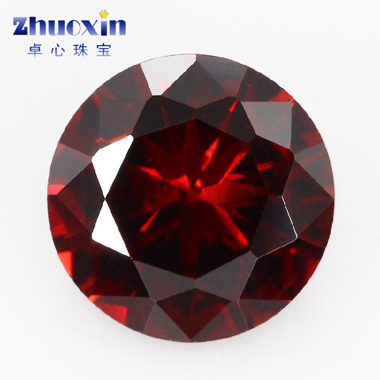 圆形深石榴红色锆石戒面裸石仿钻 人造大红色宝石主石钻3-20mm