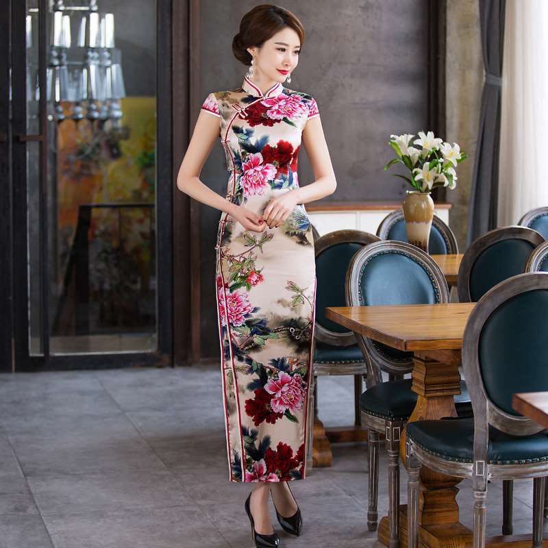 新中式古法民国千金张曼玉同款改良旗袍演出年轻款女高端洋装长裙