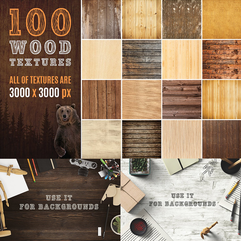100张复古高清木质纹理木板地板底纹贴图ps设计JPG图片背景素材