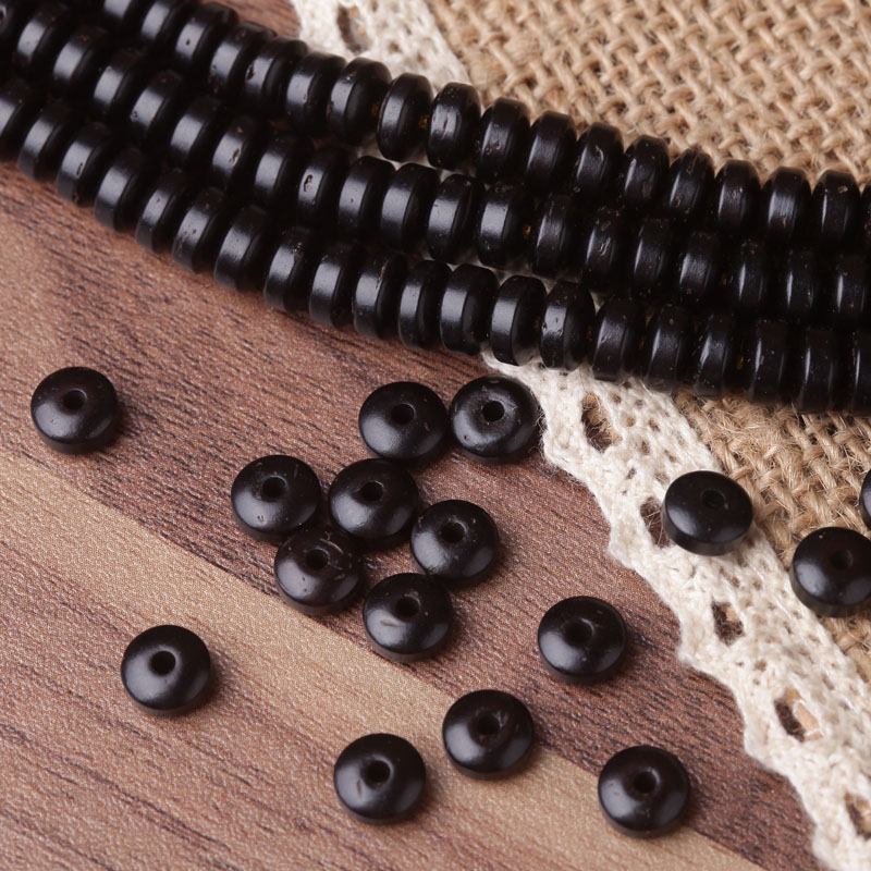 天然黑色椰壳椰蒂隔片隔珠散珠手串佛珠星月金刚菩提子串珠配饰品