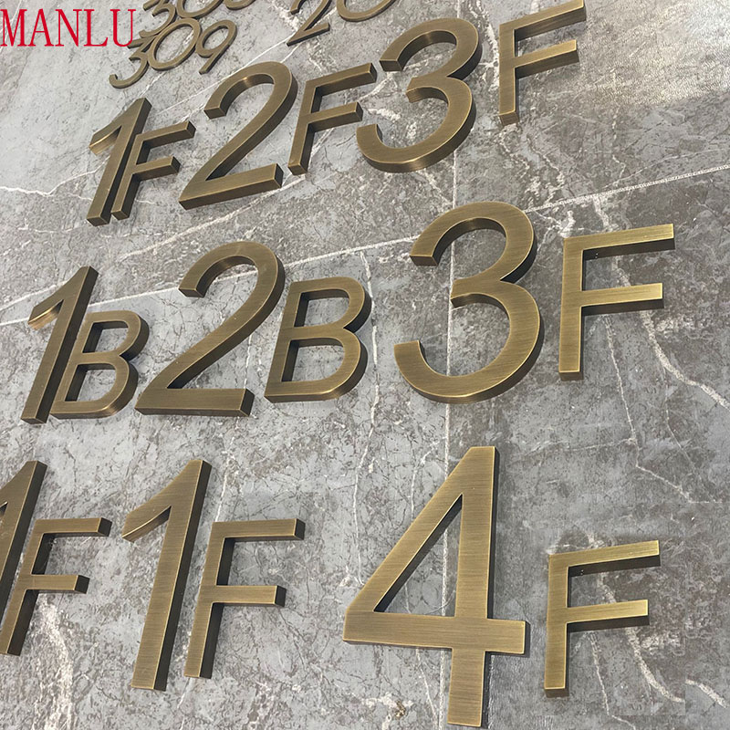 定制金属不锈钢钛金字招牌门头实心字钢板楼层数字黄铜字精品拉丝