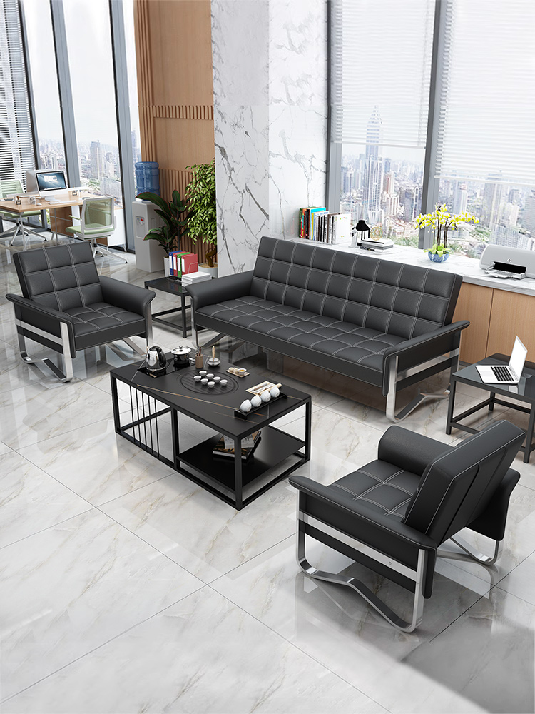 现代简约办公沙发办公室用接待桌椅茶几组合多功能铁架折叠可睡觉