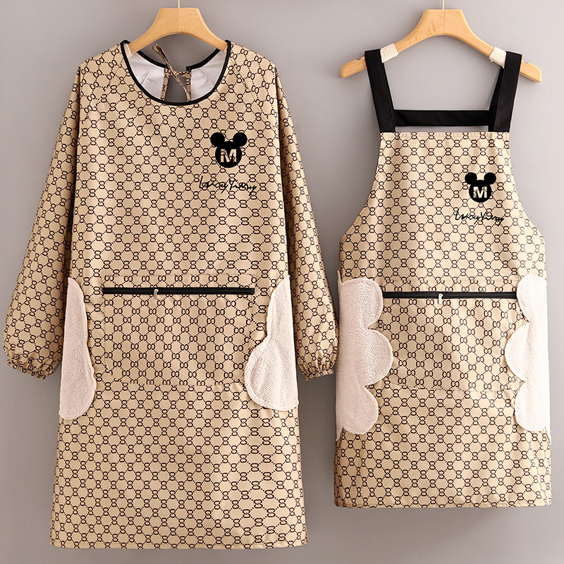韩版环保防水长袖罩衣女新款围裙厨房家用工作服餐饮专用大人围腰