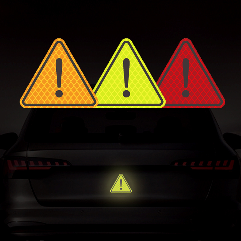 汽车强反光警示三角感叹号提示贴电动摩托头盔外卖箱子钻石反光贴