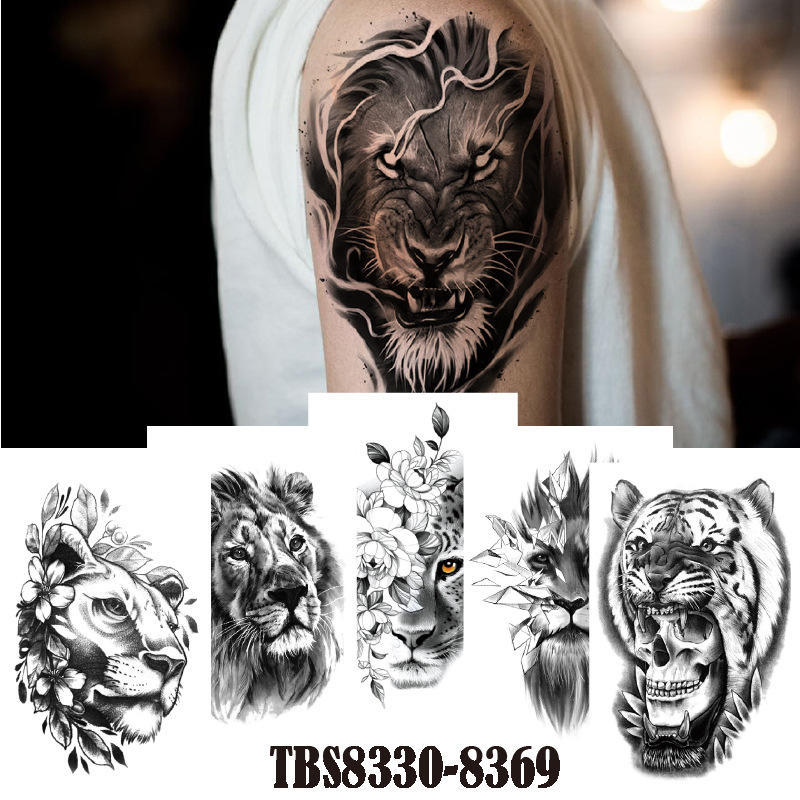 水转印纹身贴纸系列纹身贴老虎豹子狮子男士霸气动物