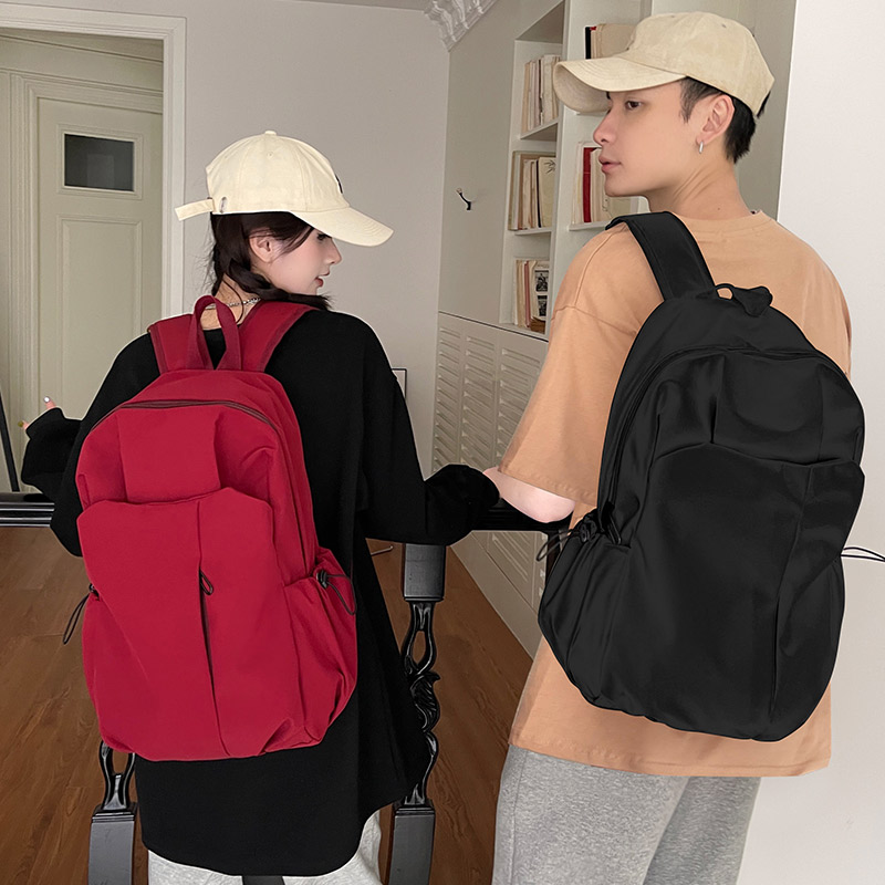 书包双肩包男大学生美式红色初中高中生登山女大容量旅行电脑背包