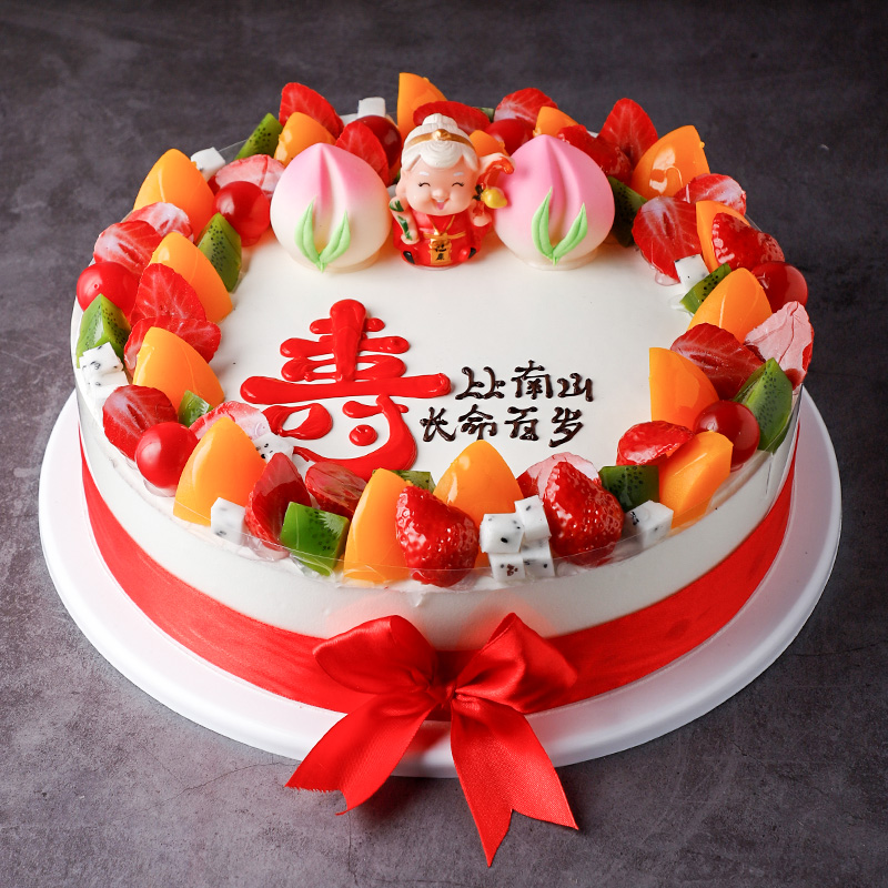 祝寿老人寿桃g水果蛋糕模型仿真2020新款 生日假蛋糕样品