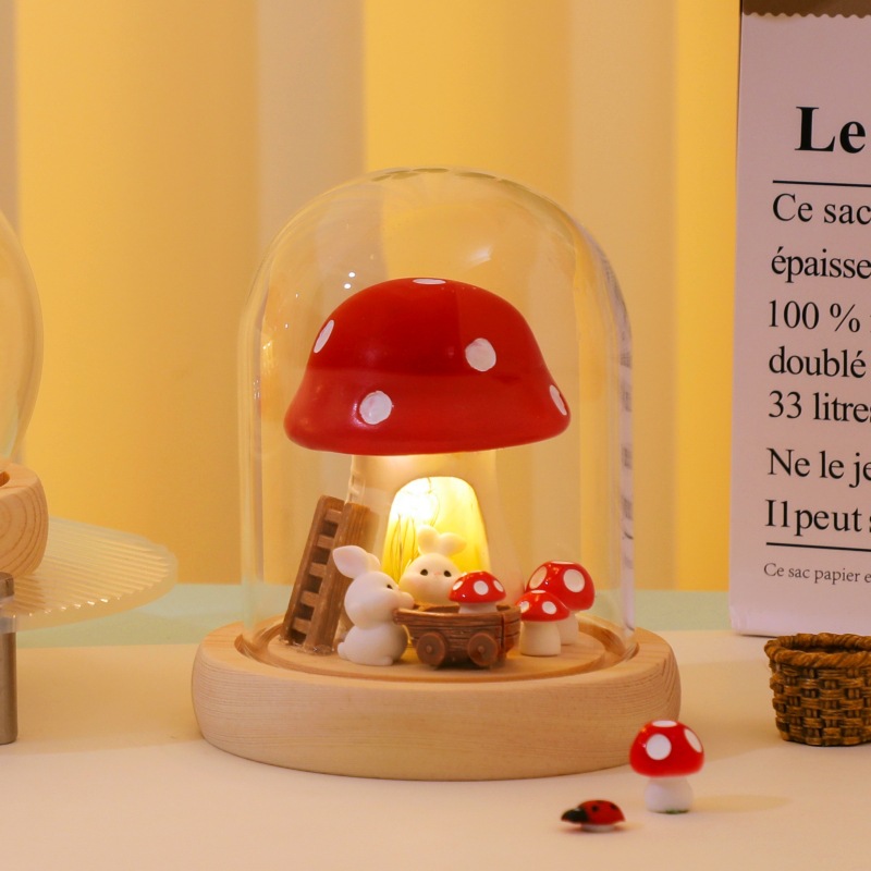 「左耳说」手工DIY兔子蘑菇卧室书房氛围小夜灯装饰学女生日礼物