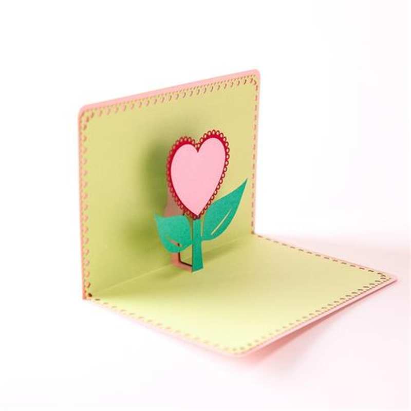 新款节日毕业季贺卡手工3D立体爱心花朵镂空纸雕生日卡片定制