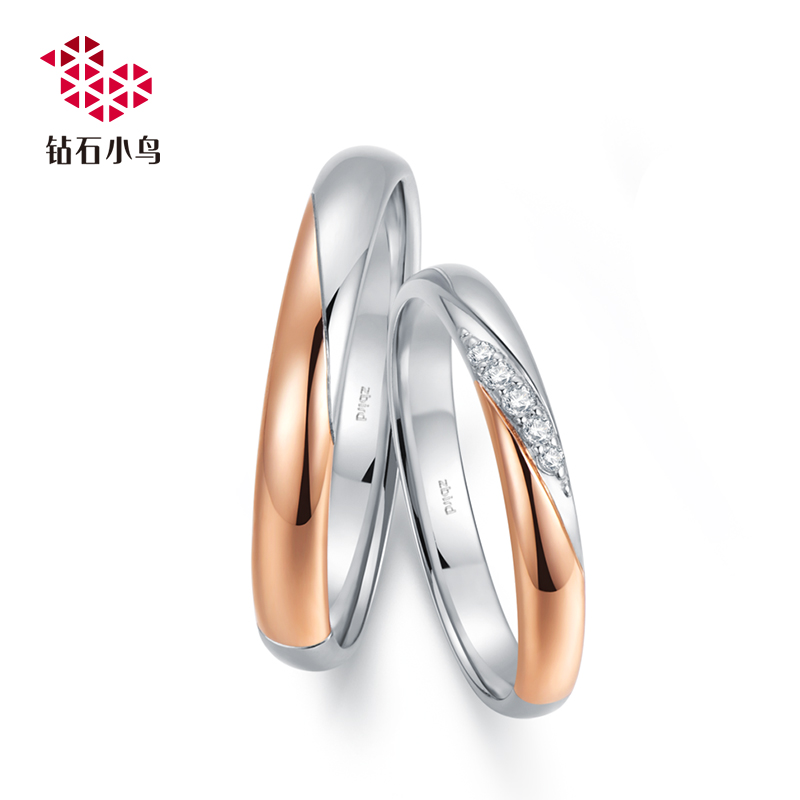 铂950+18K金双材质钻石戒指-结婚对戒--HANA定格-RAY28-RBY28