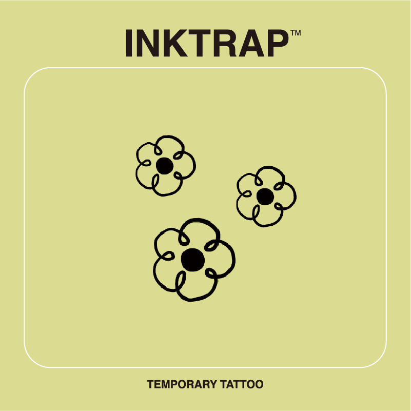 INKTRAP油墨陷阱防水防汗持久两周草本纹身贴三朵小花