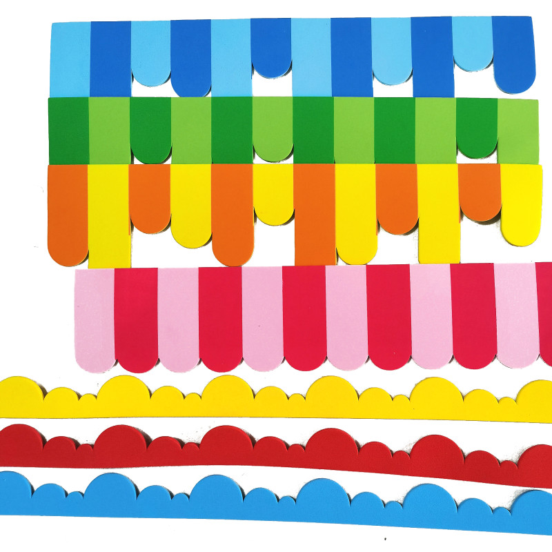 幼儿园学校环创门头装饰屋檐造型彩旗主题墙面布置材料卡通边框条