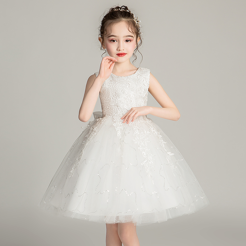 夏季新款8韩版女小童10蕾丝7跳舞蓬蓬网纱裙6白色背心公主裙子5岁