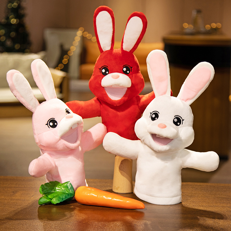 可爱兔子公仔手偶毛绒玩具生肖兔张嘴安抚玩偶手套互动表演道具女