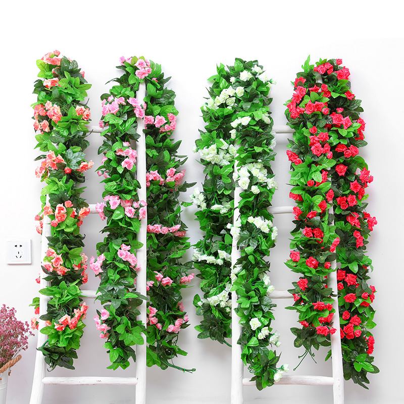 仿真玫瑰花藤假花藤条客厅空调管道缠绕装饰遮挡塑料藤蔓植物运费