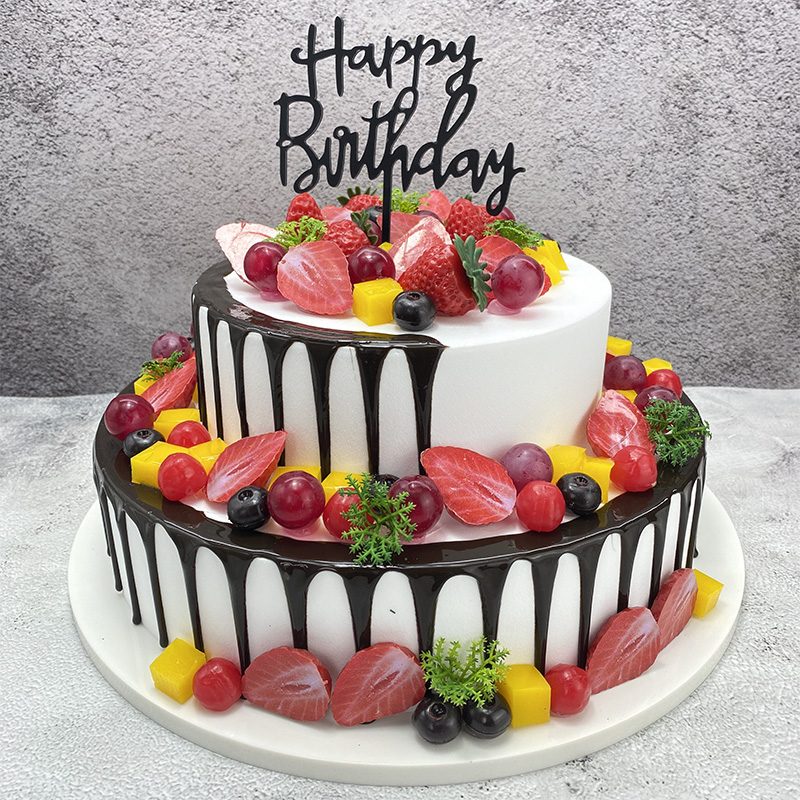 新款蛋糕模型两层双层10寸流行乳脂欧式水果蛋糕模型仿真定制样品