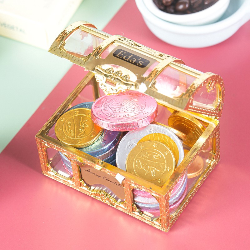 意大利原装进口零食艾达的世界金色银色宝箱金币巧克力小盒装80g