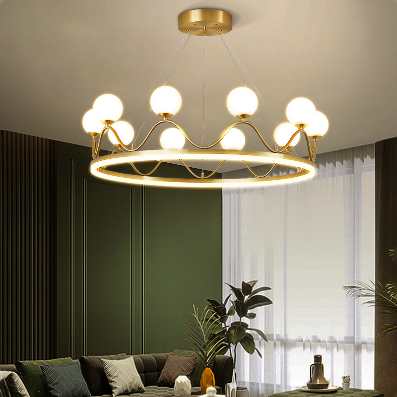 2021新款全铜皇冠女儿房卧室客厅别墅民宿设计师个性创意轻奢吊灯