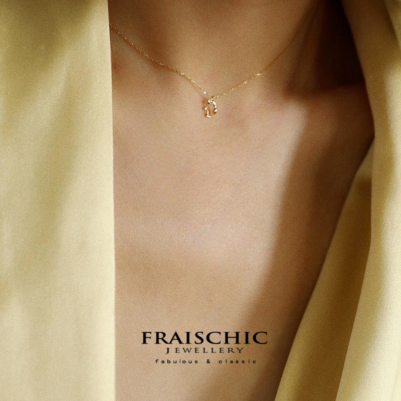 Fraischic 「艺术字母」法国独立设计师字母吊坠项链纯18k黄金女